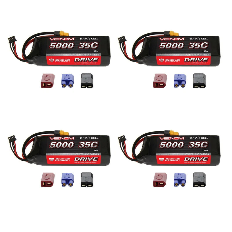 Venom 35C 3S 5000mAh 11.1V LiPo Battery with Universal Plug System x4 Packs Battery