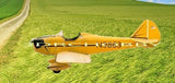 Yellow RC airplane model with floats, laser-cut wood kit and plan