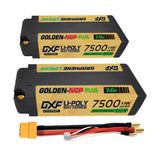 2x DXF 7500mAh 2S 7.6V 150C HV Golden NGP Plus MIDDLE Lipo Battery 5MM