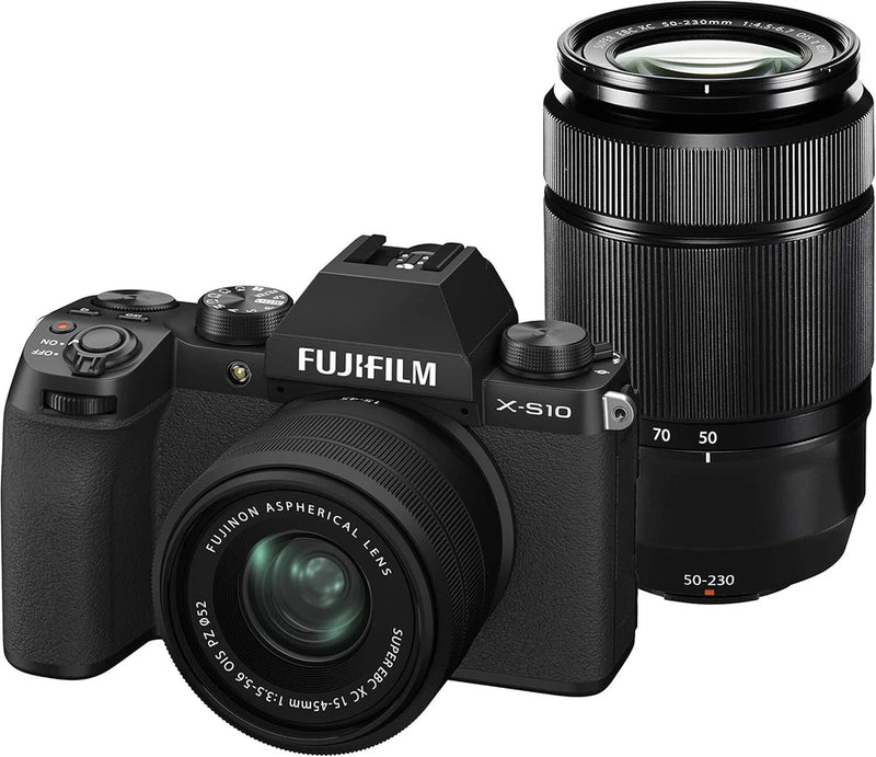 FUJIFILM X-S10 Black Mirrorless Digital Camera with XC15-45mm & XC50-230mm Lens