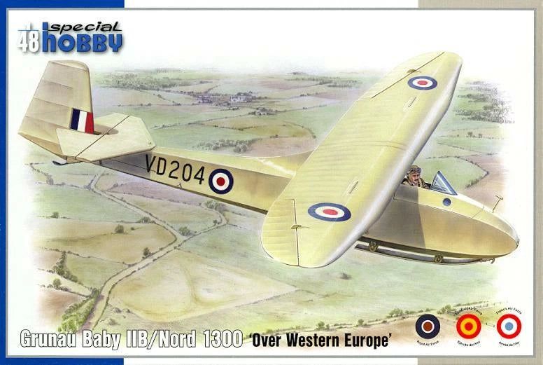 1/48 yellow Grunau Baby glider model kit box art