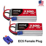 HRB 6S Lipo Battery 3300mAh 100C 22.2V EC5 for RC Car Helicopter Electrics Plane