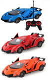1:24 RC open-door racing car set with remote, blue red and orange cars