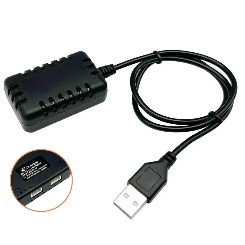 2-in-1 7.4V Lipo Battery Charger - RC Car Balance Chargers USB Cable 1A Black Battery