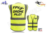 FPV Drone Pilot High Visibility Safety Vest YELLOW  360* REFLECTIVE+POCKETS