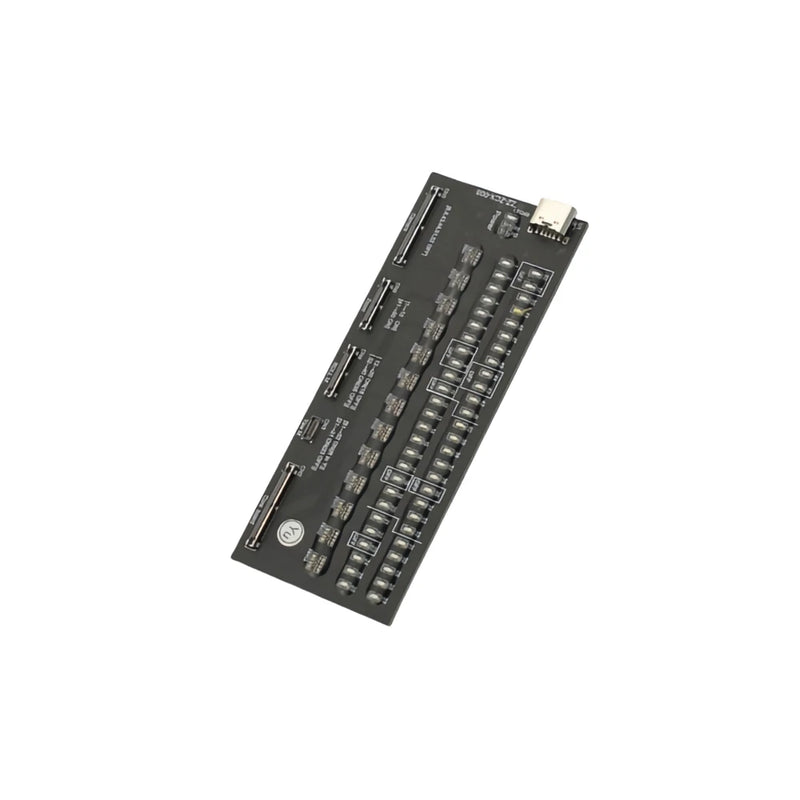 Gimbal signal test board PCB with flex cable connector, dark electronic circuit