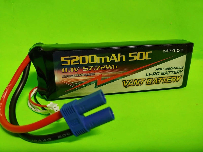 VANT  3S 11.1V 5200mAh 50C Lipo Battery Pack w EC5 Plug POWERHOBBY LOSI REDCAT Battery