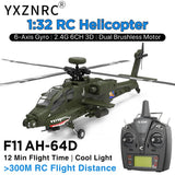 YXZNRC F11 AH-64D Apache 6-Axis Gyro 2.4G 6CH 3D RTF RC Helicopter w/3 Battery