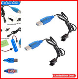 USB Charger Cable 3.7V SM-2P Plug 2 Pack for RC Car Boat Truck Toy Li-ion Li-Po Battery