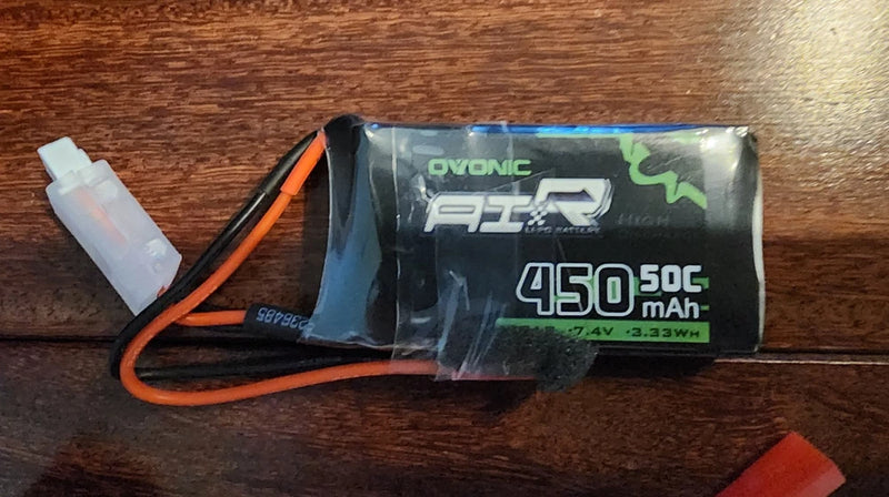 NEW Ovonic 450 mAh 50C Lipo Battery with Adapter. Drone FPV Battery