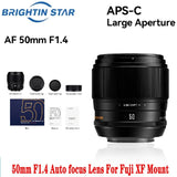 Brightin Star 50mm F1.4 Auto Focus Large Aperture Portrait Lens For Fuji X Mount