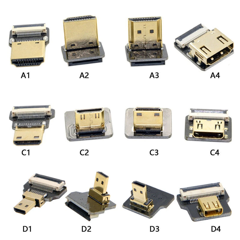 NFHK FPV Dual Up Angled 90 Degree HDMI Type A Male to Male HDTV FPC Flat Cable