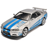 Anmyjuly  GT4732019-silver Alloy Die-cast GTR-R34 Sports Car Model Display Photo