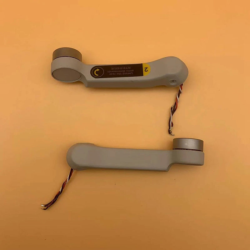Drone arm assembly with left and right arms, gray with mounting pads and wires