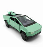 1/32 Scale Tesla Truck Metal Cyber Model Car Lights & Sound & more NEW Green