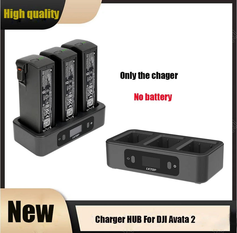 Charging hub charger with three battery slots and dock base