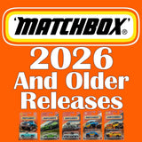 Matchbox 2026 and Older Releases promotional graphic with car blister images