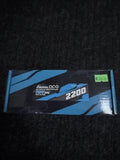 Gens Ace 2200 mAh battery pack box, blue and black with 25C text
