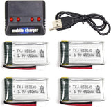 4x 3.7V 650mAh Rechargeable Lipo Battery 4-in-1 Charger for Syma X5 X5C X5C-1