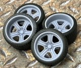 1/24 Scale: 21/20 Inch ¡°Amer Racing Sugar Bump¡± Wheels W/ Wide Rear Street Tires
