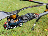 Multicopter brushless motor with dark housing, copper windings, and wiring harness