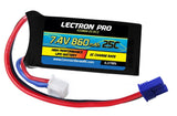LECTRON PRO 7.4V 860mAh LiPo battery with EC2 connector, red/blue wires, black pack