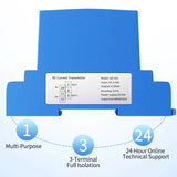 Blue current transmitter with white label and multi-terminal housing