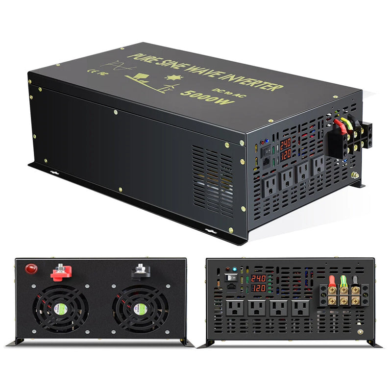 5000W Pure Sine Wave Inverter 24V to 120 Power Converter Truck Motor Car Remote