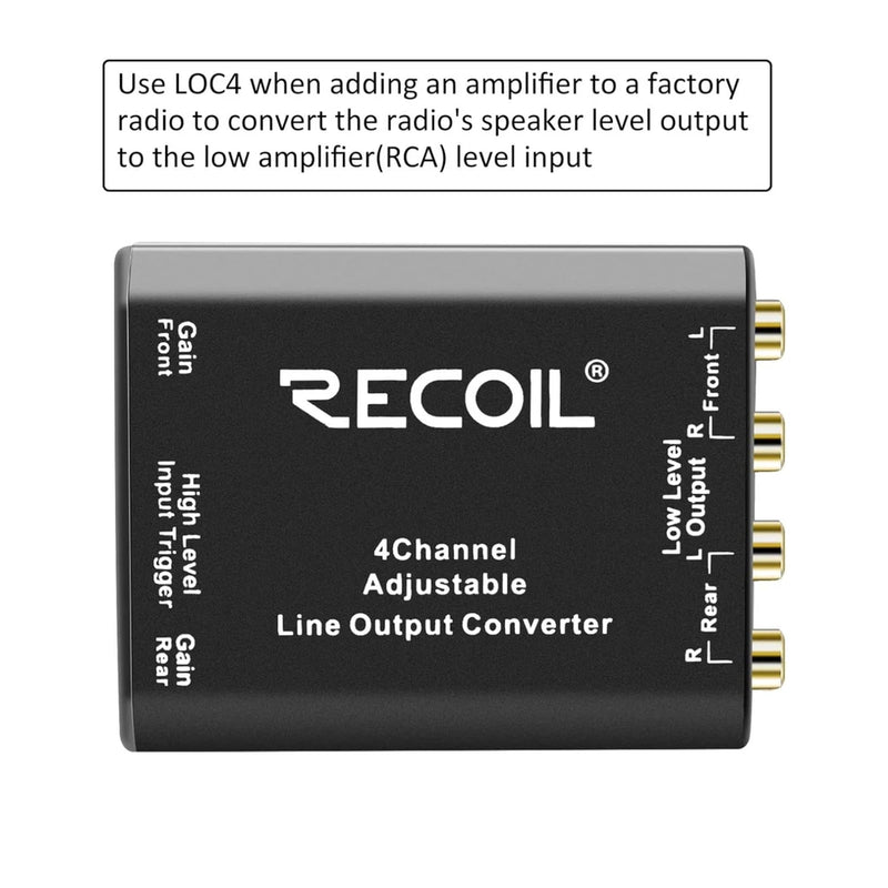4 Channel Speaker Cable to RCA Converter with Remote Turn On