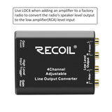 4 Channel Speaker Cable to RCA Converter with Remote Turn On