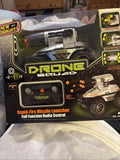 Dark green RC drone launcher toy set with rapid-fire missile launcher and remote control