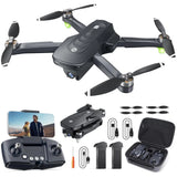 Compact GPS drone with 4K camera, foldable arms and four propellers, carrying case