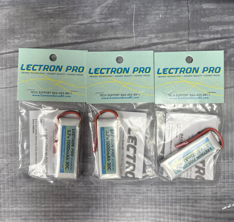 LECTRON PRO 3.7V 1000mAh 30C (THREE INCLUDED)