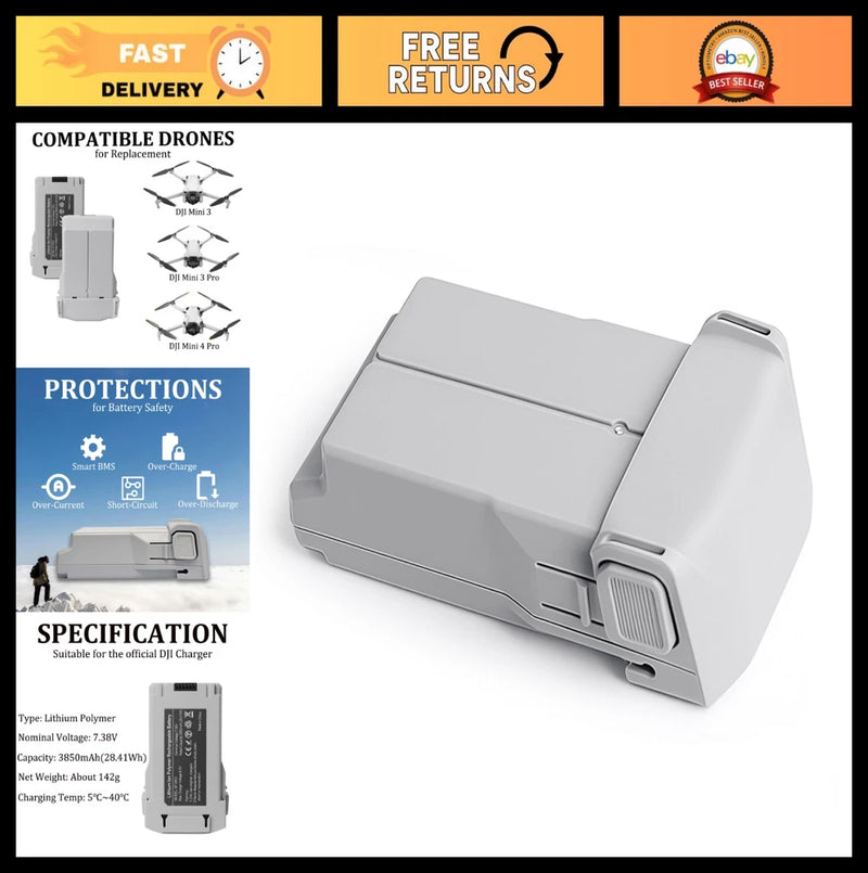 3850mAh Mini 3 Series Drone Battery - Long Flight Time for Mini 4 Pro & Mini 3 P Battery