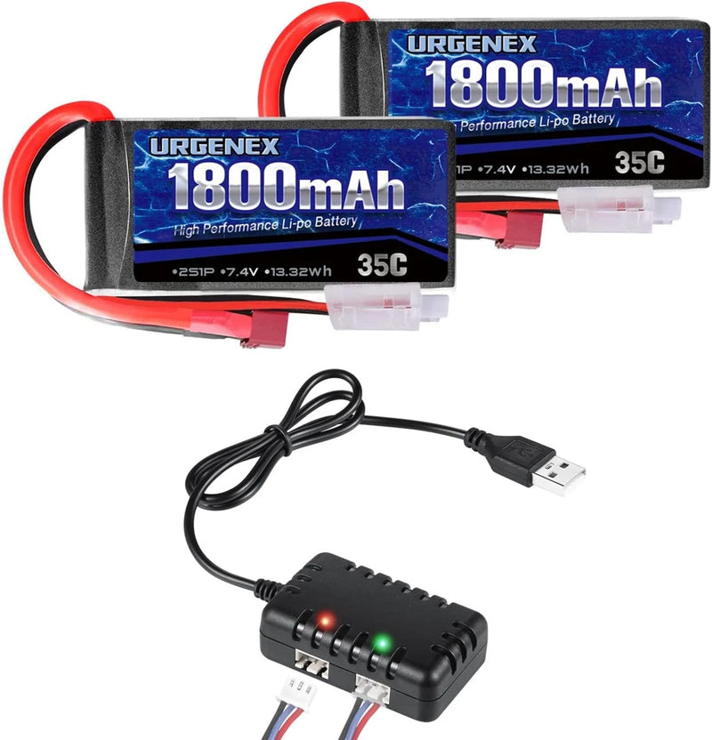 7.4V Lipo Battery 2S 35C 1800mAh Rechargeable RC Battery Pack with Deans T Plug Battery
