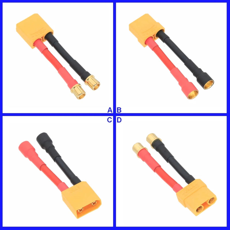 XT90 to ESC HV 8mm Bullet 10AWG 2inchs Cable Adapter For RC Lipo Battery FPV UAV