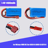 2S 7.4V 1400mAh 25C Lipo Battery for WLtoys A959-b A969-b A979-b K929-B RC