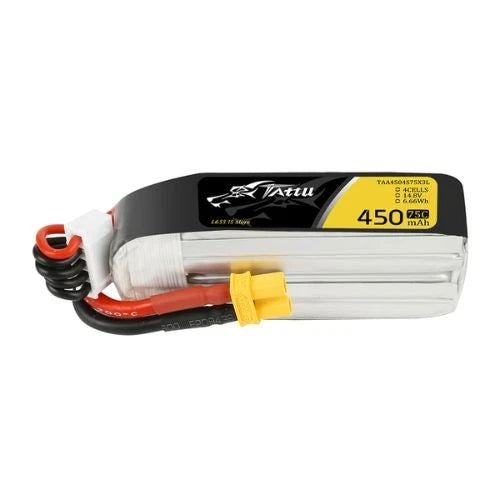 450mah 4S 75C 14.8V Tattu Lipo Battery Pack with XT30 Plug Long Size for H Frame Battery