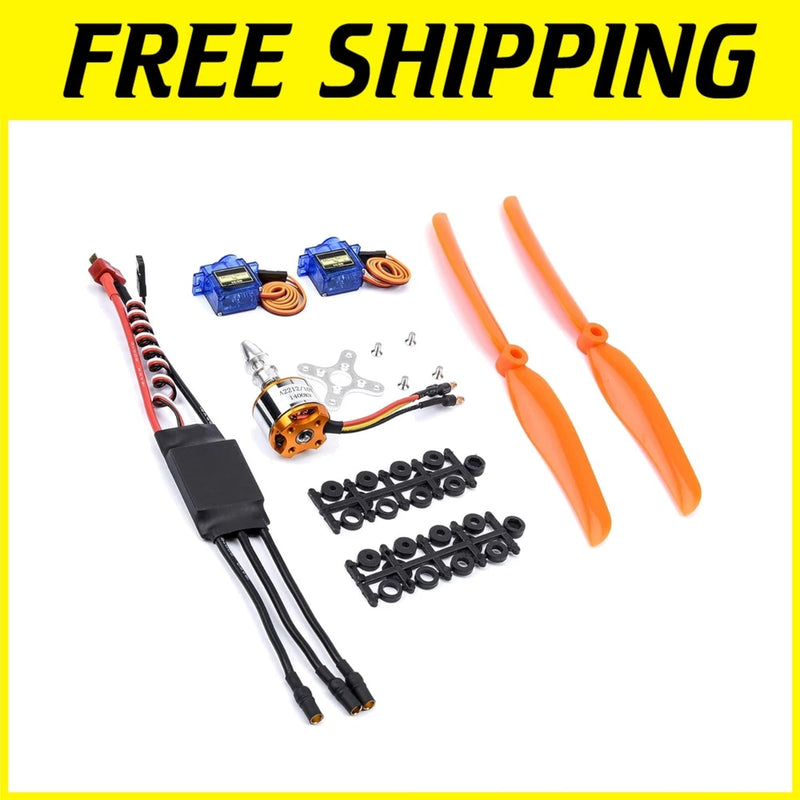 Brushless motor set for RC aircraft with blue ESC, copper motor, propellers, wires