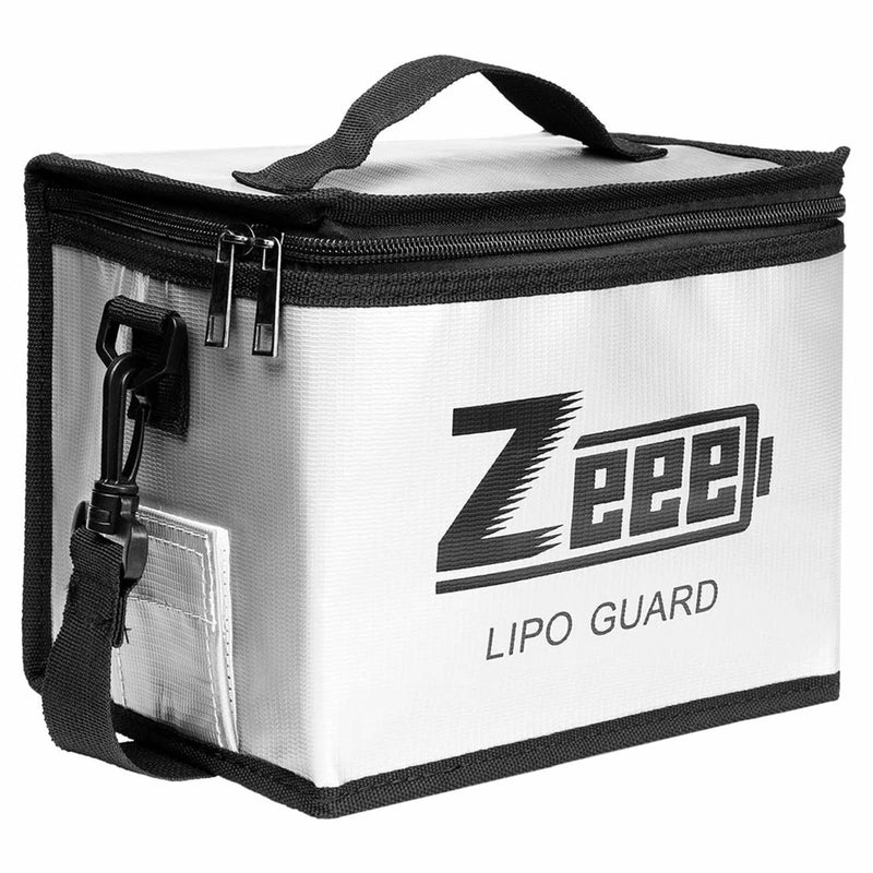 Zeee LiPo Battery Safe Bag 215 x 165 x 145mm Silver Fireproof Charging Storage Battery