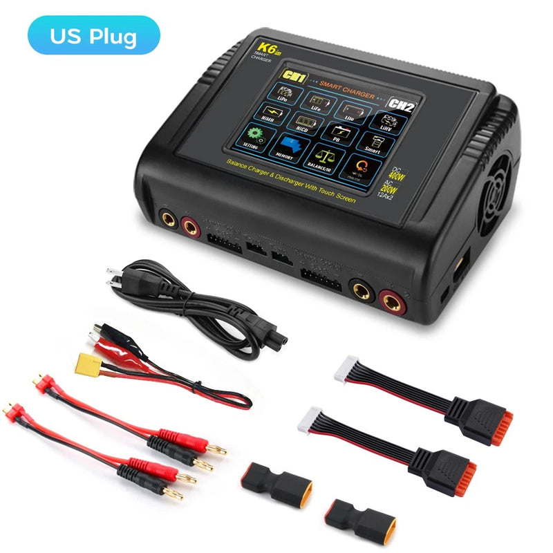 LiPo Battery Charger Dual RC Battery Discharger Touch Screen AC200W DC400W 12AX2 Battery