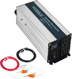 800W Pure Sine Wave Inverter 24V DC to AC, Dual Outlets for Home & RV