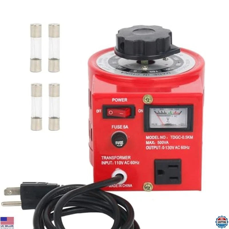 Auto Voltage Transformer 110VAC Input, 0-130VAC Variable Converter 500W