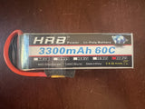 HRB 3300mAh 60C Li-Po RC battery with red and black leads