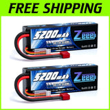 2 Pack 7.4V 5200mAh Lipo with T Connector=// Battery