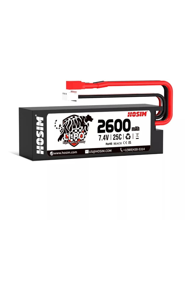 Hosim 2600mAh 7.4V Li-Po Battery for X07X08 Truggy High Speed RC Truck Accessory Battery