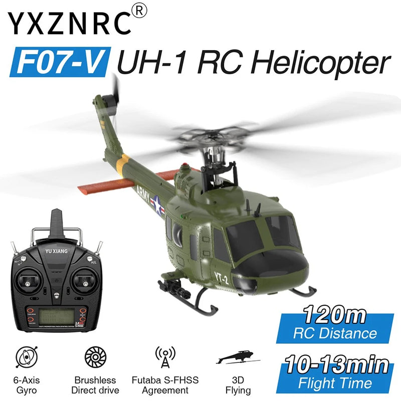 YUXIANG F07-V UH-1 2.4G 6CH Optical Flow Positioning RC Helicopter 1Battery