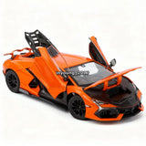 1/24 orange and black diecast model car with scissor doors open