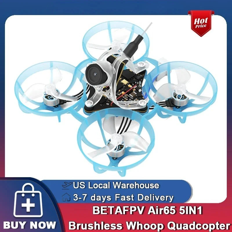 BETAFPV Air65 5-in-1 brushless whoop quadcopter with four blue prop guards