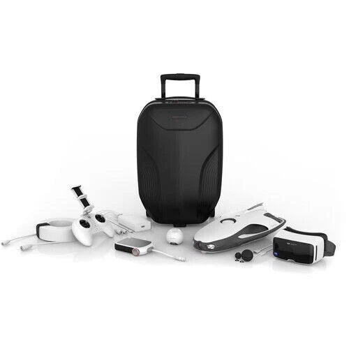 Underwater ROV kit with black carrying case, small ROV, controller, and accessories